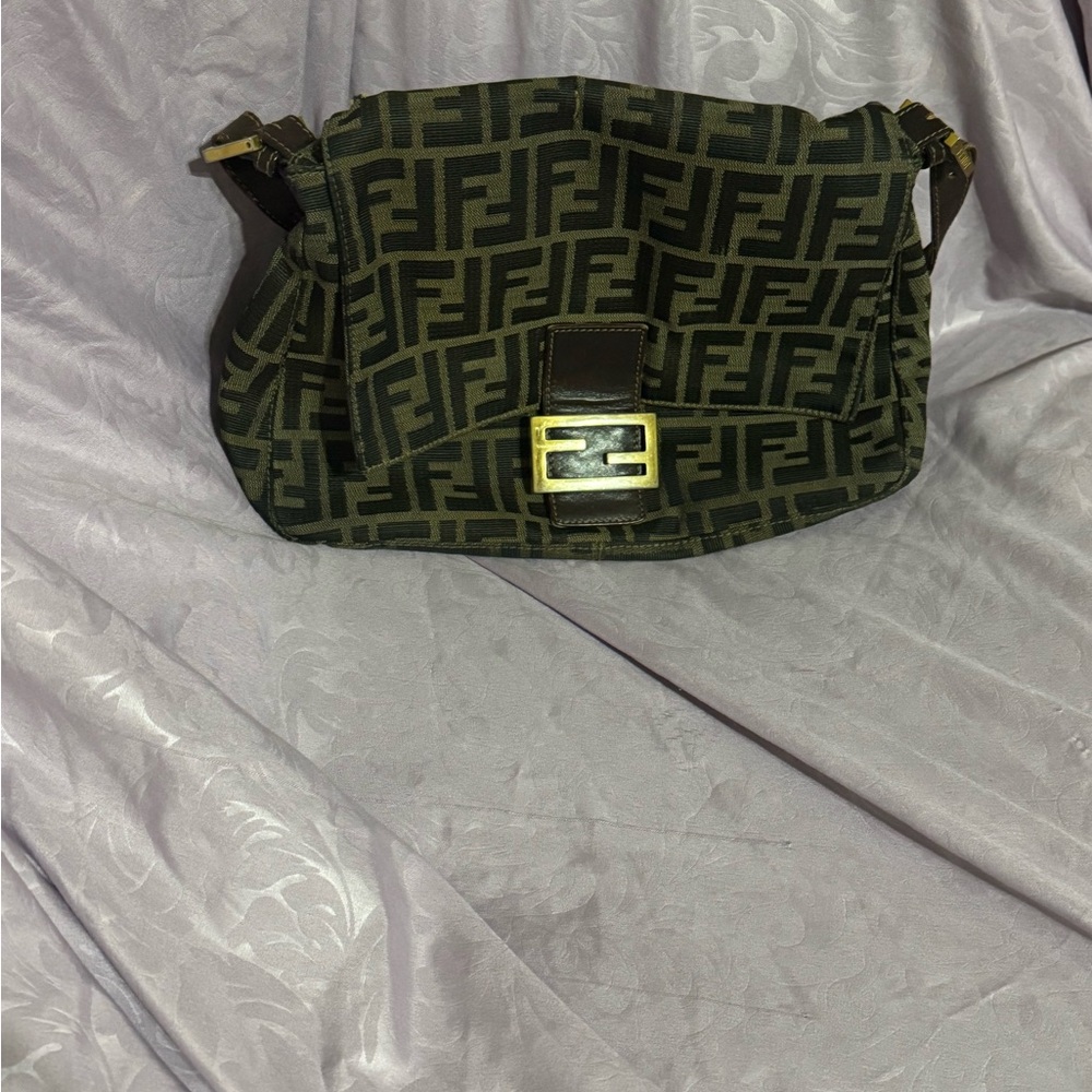Fendi Black and Brown Shoulder Bag with Iconic Monogram
